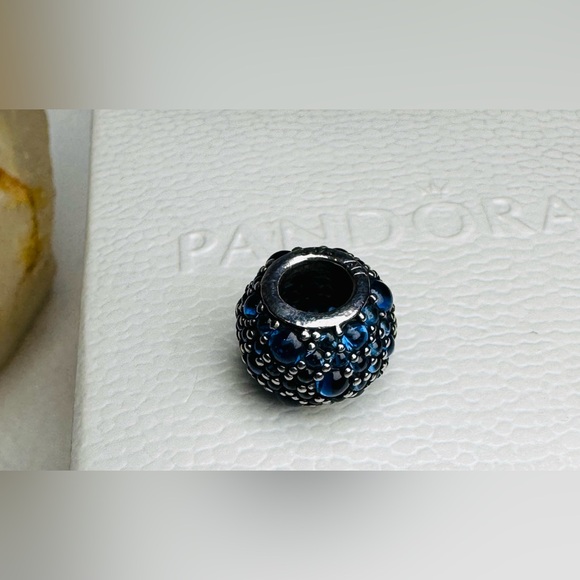 Authentic Retired Pandora Shimmering Droplets with London Blue Crystal S925 Ale - Picture 11 of 12